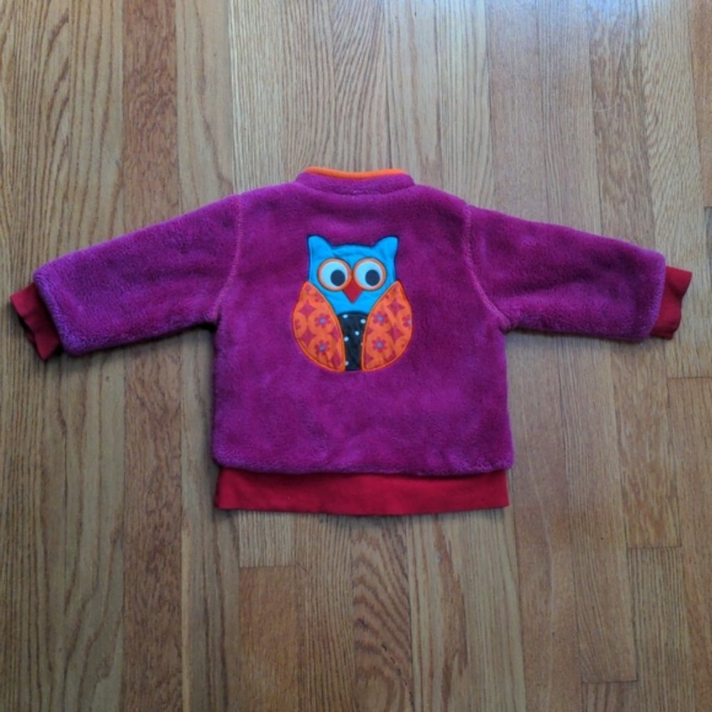 Me Too Fuzzy Owl Bomber Plush Jacket Fall Danish Design 12-18M Fall Jacket